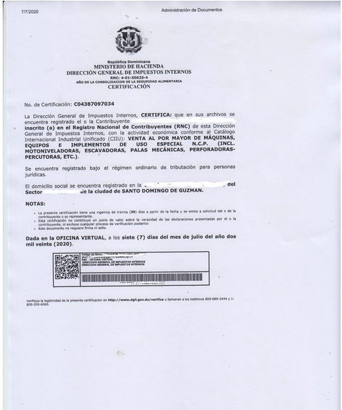 certificado de registro nacional de contribuyente